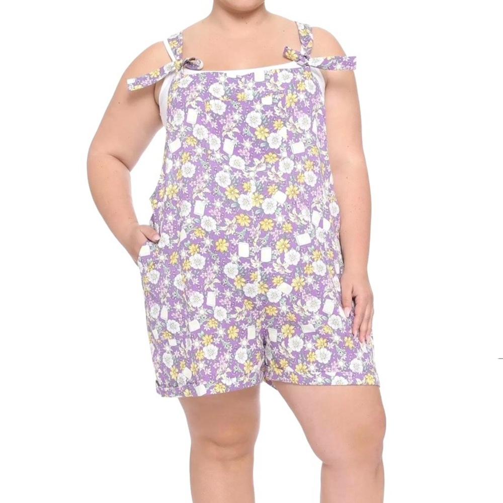 Disney Tangled Floral Tie Linen Shortalls Size 1X